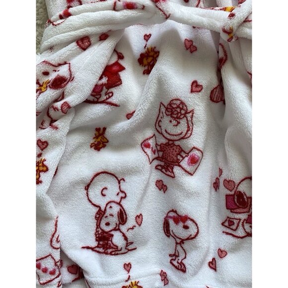 Peanuts Snoopy Charlie Brown Whole Gang Valentines Soft Robe Women’s Sz L / XL - Picture 10 of 10